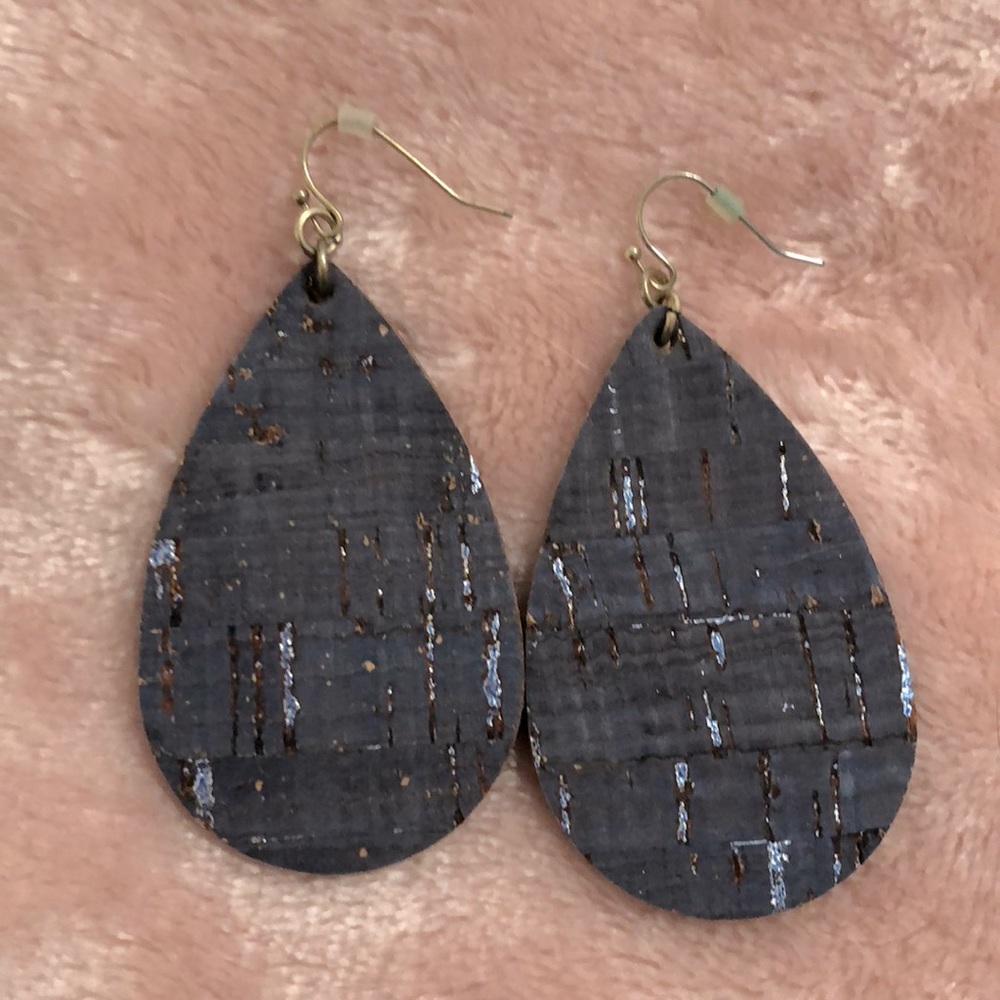 Light and breezy silvery blue cork earrings